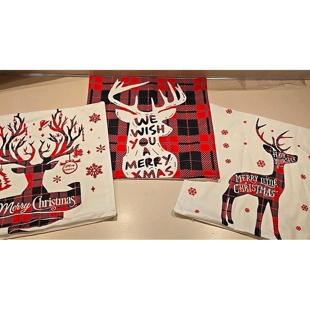 Christmas Holliday Decorations Pillow Covers 18''x18'' - Set of 3‎